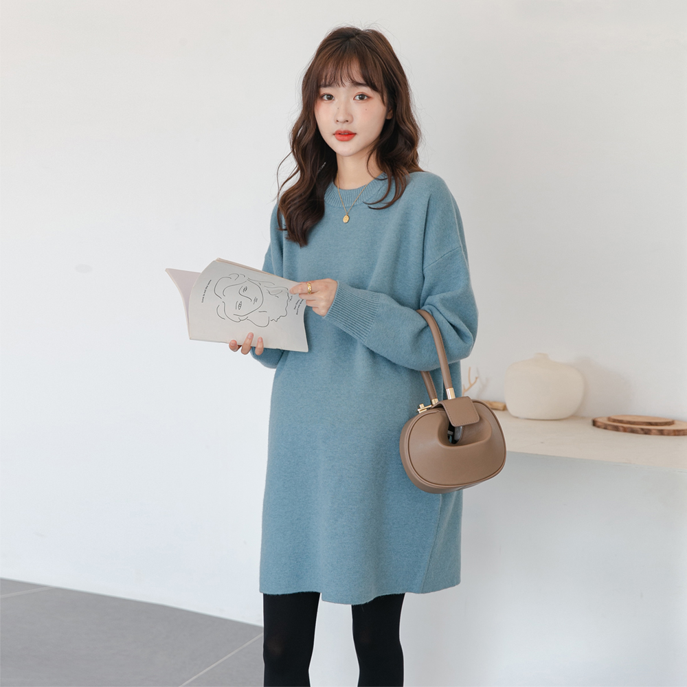 Maternity sweater mid-length autumn and winter tops Korean version loose and thickened bottoming knitted skirts fashion hot mom style