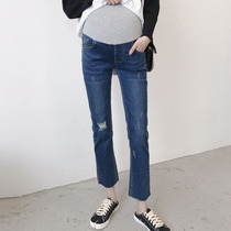 Long legs ~ pregnant women pants wear jeans spring and autumn clothes foreign style underbelly thin ankle-length pants trousers straight trousers