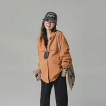 Maternity mid-length coat womens top loose and small 2024 spring and autumn design retro lazy style shirt