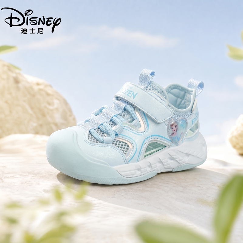 Disney Girls' Sandals 2026 Summer New Style Closed-Toe Hollow-Out Single Mesh Frame Shoes Children's Sports Beach Shoes