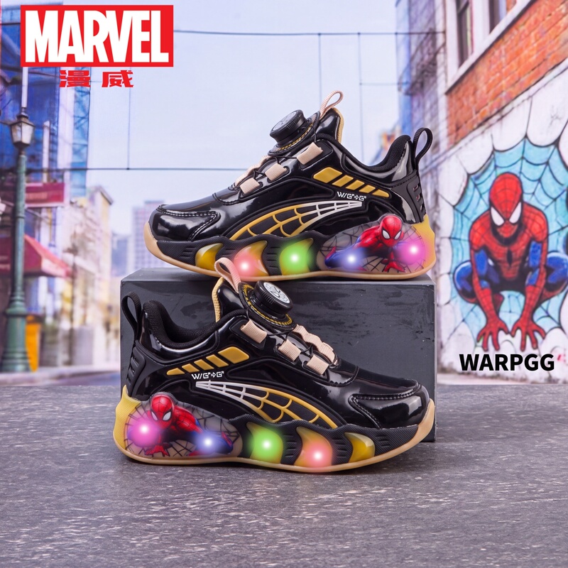 Marvel Spider-Man Boys' Light-Up Shoes 2026 Spring and Autumn New Waterproof Leather Button Anti-Slip Kidsren's Sports Shoes Marvel Spider-Man Boys' Light-Up Shoes 2026 Spring and Autumn New Waterproof Leather Button Anti-Slip Kidsren's Sports Shoes
