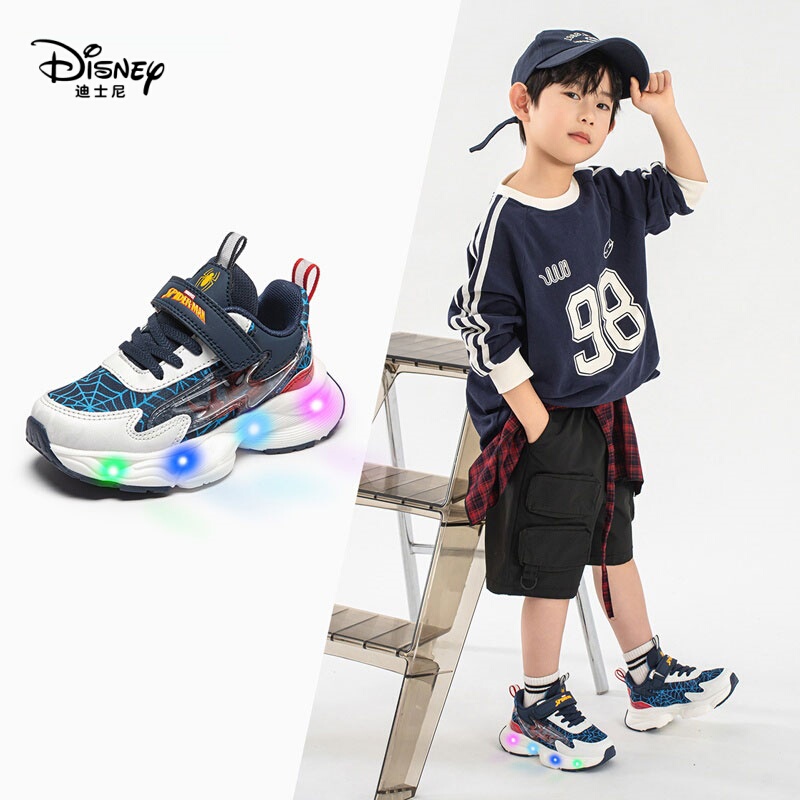 Disney Spider-Man Boys' Light-Up Shoes, New Breathable Mesh Luminous Shoes for Spring and Autumn, Versatile Children's Sports Shoes Disney Spider-Man Boys' Light-Up Shoes, New Breathable Mesh Luminous Shoes for Spring and Autumn, Versatile Children's Sports Shoes