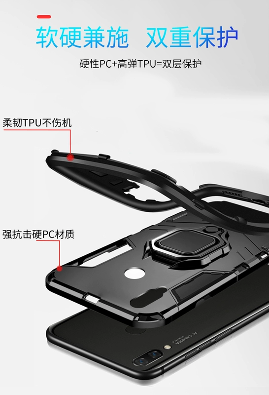 Gửi phim cường lực Huawei vinh quang chơi vỏ điện thoại di động vỏ bảo vệ chống rơi lớp bảo vệ với giá treo nhẫn CORAL10 từ tính vỏ hhon có thể treo cổ bằng dây buộc - Nhẫn