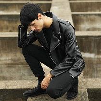 Motorcycle leather mens Korean version slim 2021 spring and autumn new trend youth handsome short lapel leather jacket jacket
