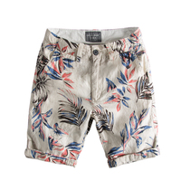 Mens linen shorts five-point pants Summer casual printing Korean version loose cotton and linen pants thin breathable beach pants