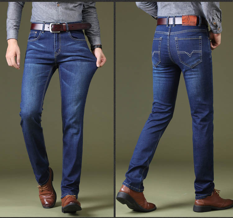 Mùa thu nam quần jeans đất thẳng eo cao quần nam trung niên nam mùa đông kinh doanh quần dài dày shop quần áo nam