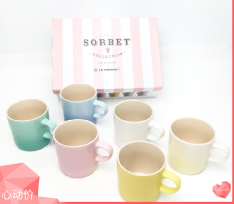 Cool color le creuset mug 6-piece set 350ml ice cream macaroon Stoneware