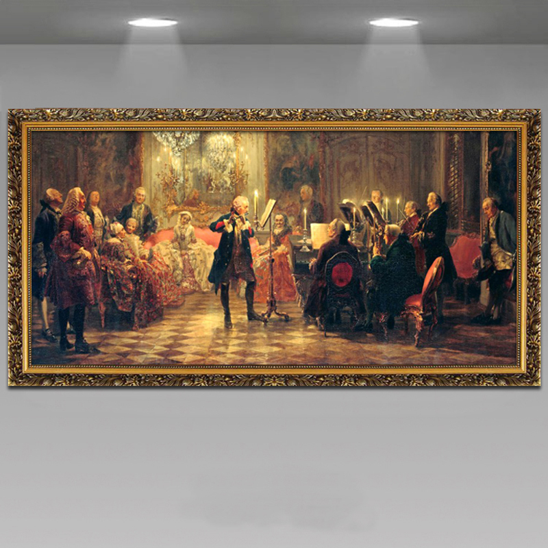 Neoclassical Decorative Famous Paintings European American Style Living Room Wall Oil Paintings Hotel Ktv Aisle Concert Flute