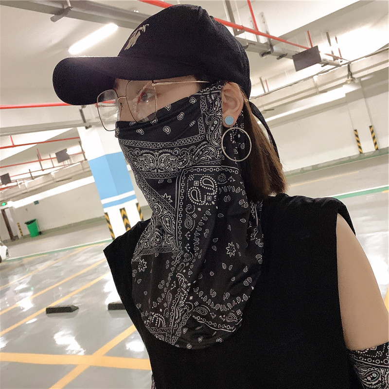Japan ZD Summer Sun Protection Ice Silk Breathable Veil Cover Full Face Protection Neck Woman Washable Towel Mask Dust Cover