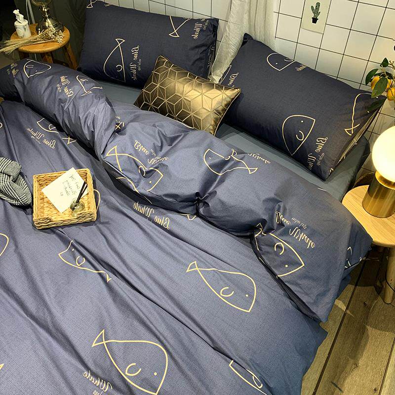 Japan ZD Nordic style bedding cotton four-piece summer children's bed single three-piece bed cover duvet cover