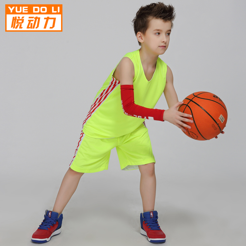 Double-sided wearing of children's basketball clothes suit men and women elementary school children's empty version basketball suit custom print number diy training team uniforms