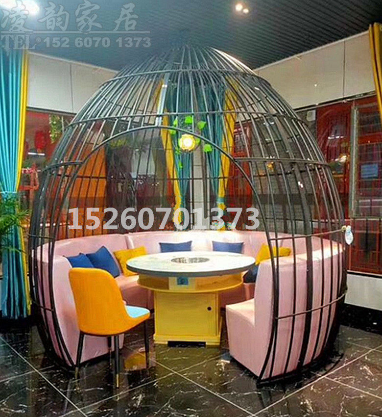 Iron Art Dining Room Decoration Large Bird Cage Landing Casual Sofa Fire Pot Shop Café Hotel Furnishing Large Size Giant