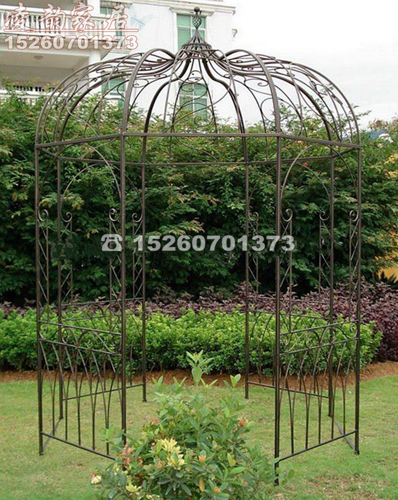 Large Outdoor Decoration Bird Cage Cool Pavilion Hexagonal Octacorner Pavilion Park Dining Hall Decoration Large Number Casual Bird Cage Cassette
