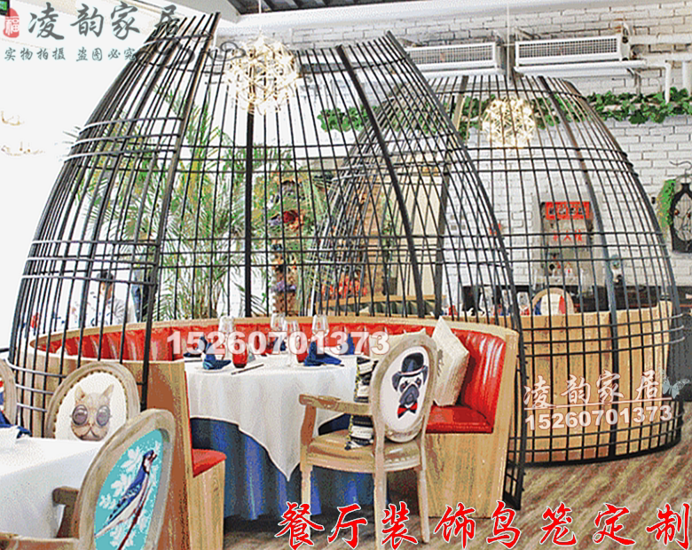 Iron Art Large Furnishing Large Outdoor Hotel Fire Pot Shop Dining Room Giant Cassette Oversize Hotel Bird Cage