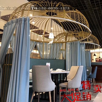 Wrought iron super large bird cage decoration outdoor shopping mall large hot pot restaurant restaurant Cafe sofa card seat