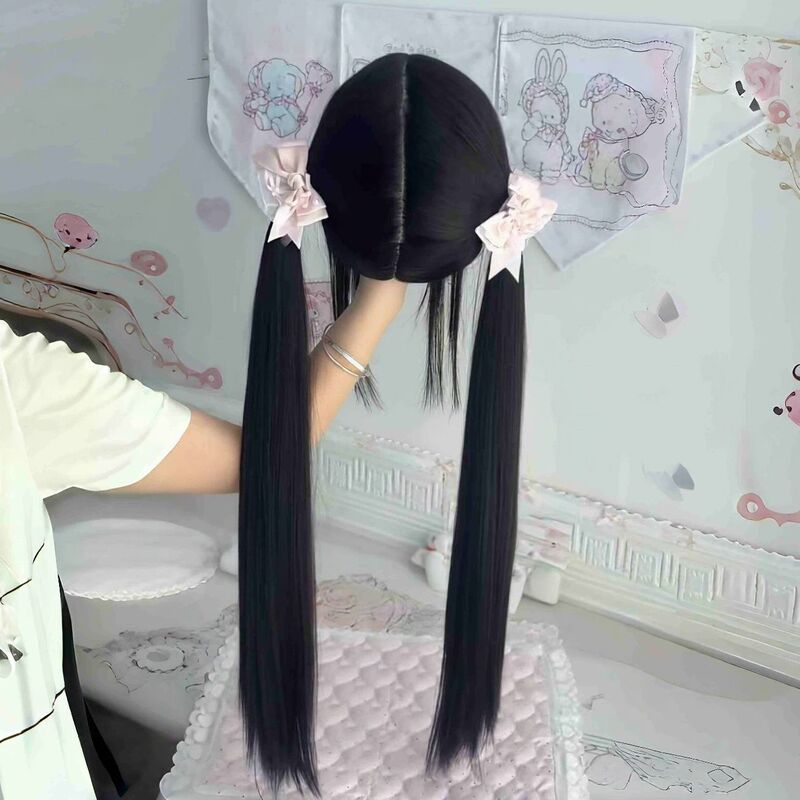 Lolita-Style Hair with Carefully Styled Sideburns, Lolita Jk Ponytail Wig, Daily Wig for Women, Pre-Tied Lolita-Style Hair with Carefully Styled Sideburns, Lolita Jk Ponytail Wig, Daily Wig for Women, Pre-Tied
