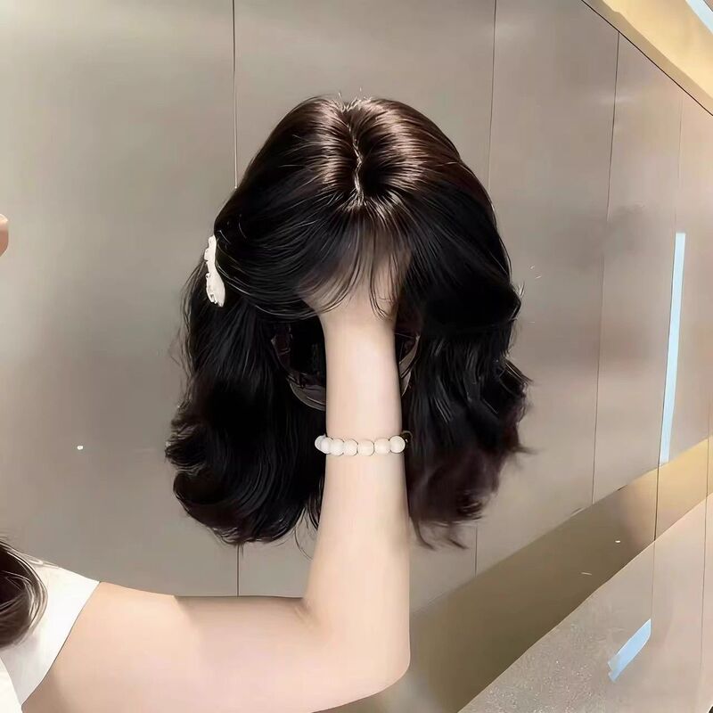 Korean-Style Wool Egg Roll Hair Autumn and Winter Wig Retro Headgear with Bangs, Age-Reducing Texture, Fluffy and Natural Realistic Short Hair