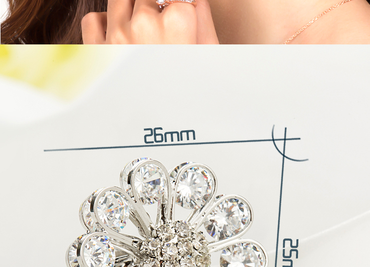 Man Hughes Rose Gold Full Diamond Zircon Ring Nữ Nhật Bản và Hàn Quốc Thời trang Sweet Live Ring Dị ứng Quà tặng nhẫn trọn nam vàng 18k