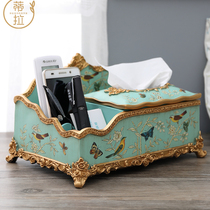 American tissue box Living room household multi-function paper box European retro paper box Simple remote control storage box