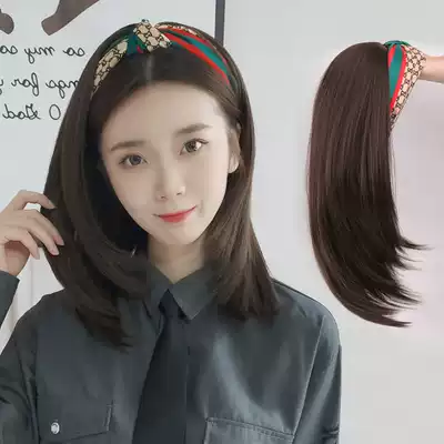 Wig women's long hair short hair lazy clavicle hair hoop half cap air banghai wave head natural full head cover