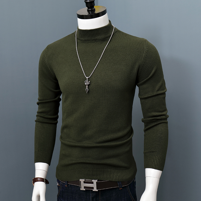 Cashmere Sweater Men's Half Turtleneck Autumn and Winter Pullover Slim Fit Inner Knit Base Layer Youth Warm Top