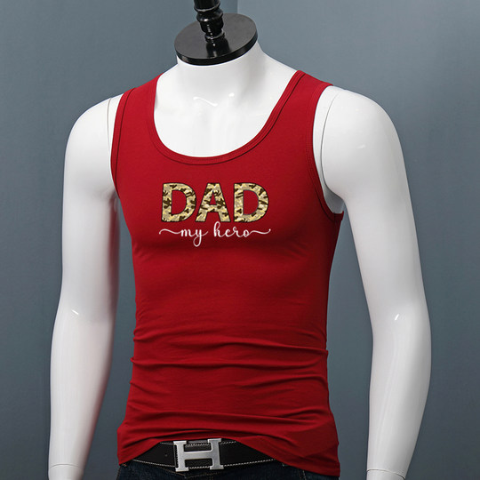 棉质大码宽松背心男士夏季宽肩印花健身打底上衣青年运动跨栏汗衫