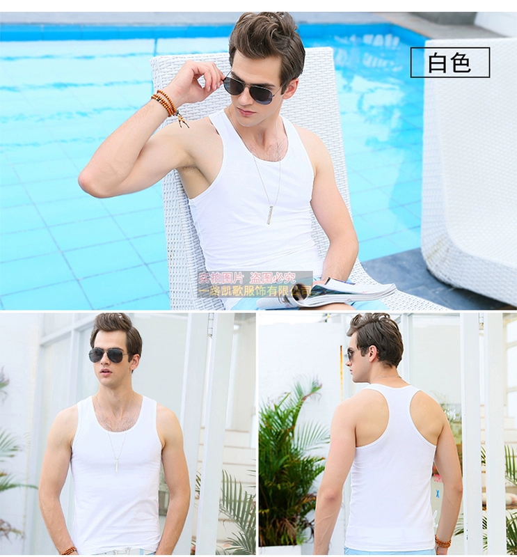 Mùa hè của nam giới áo ghi lê nam stretch Slim fit thể dục thể thao cotton đáy áo thanh niên thở triều áo ba lỗ tập gym