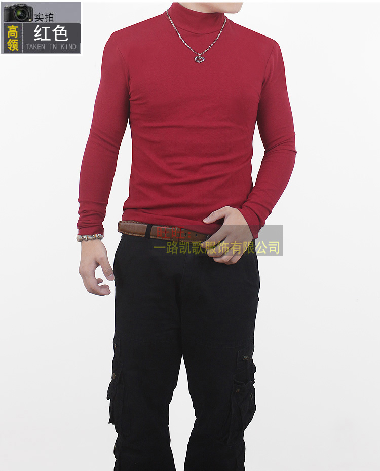 Áo thun nam size lớn mùa thu dài tay áo thun nửa cổ cao bằng vải cotton đáy quần Slim phần dày ở cổ áo bên trong quần áo áo thun tay lỡ nam