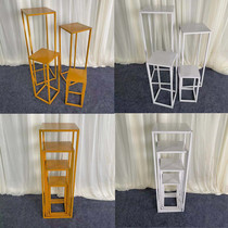 New wedding props rectangular four-piece geometric road guide wedding dessert table stereo flower window ornaments