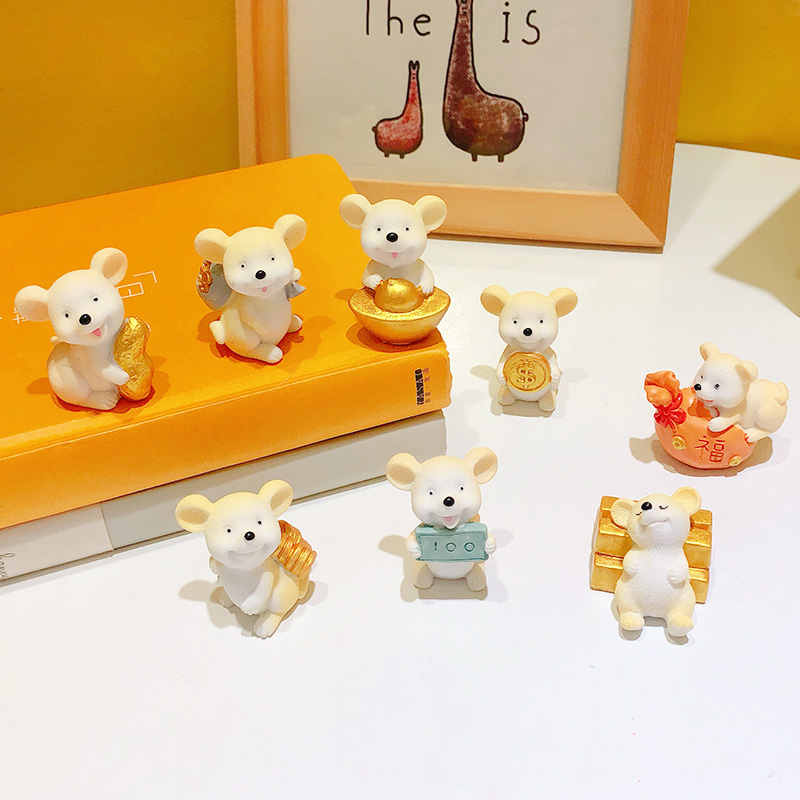 Teenage Girl Decoration Desktop Microscape Pendulum Pieces Meta Treasure Gold Coins Rat Cake Pendulum resin Fat chaine Multi meaty View