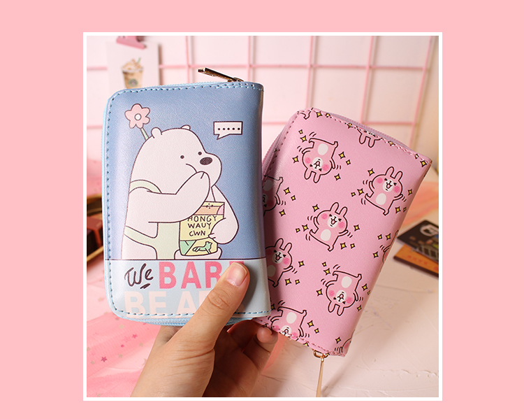 Ví nữ sinh viên Hàn Quốc dây kéo màu hồng da báo nữ dễ thương mini cá tính dung lượng lớn đồng xu ví tiền xu leonardo ví