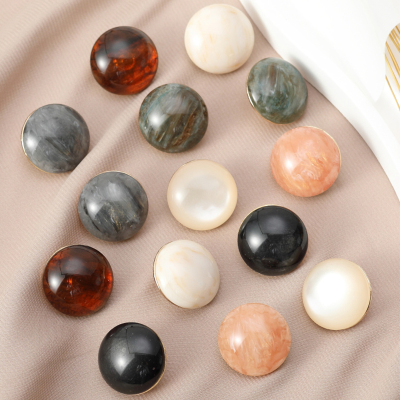 Little fragrance high-end clothes button round resin metal tub shirt shirt decoration button accessories