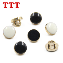 TTT Round White Black Mens Shirt Clothing Accessories Small Buttons Fancy Cuffs Neckline Metal Buttons