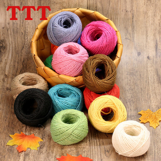 Colorful retro jute wire hemp rope handmade cotton and linen rope binding rope binding rope DIY bottle braiding material