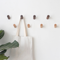 Nordic solid wood adhesive hook porch clothes hat ins Wall single hook Wall wall hanging non-hole single hook Wood