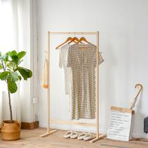 Nordic solid wood clothes simple indoor floor-standing coat rack small childrens bedroom clothes rack bedside storage rack