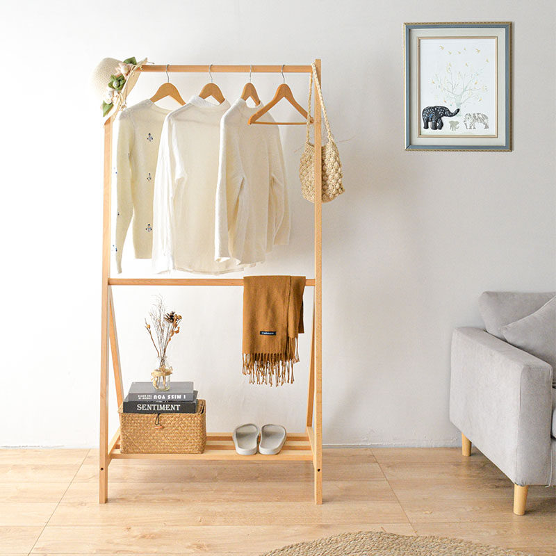 Coat rack floor bedroom solid wood hanger home storage simple hanger indoor simple modern clothes rack