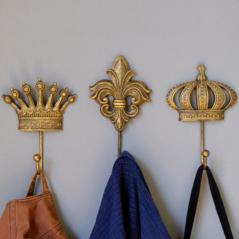 American Style Retro Crown Decoration Hook Creative Wall Hook Hung Clothes Hook Door Hall Entrance Door Decoration Hook