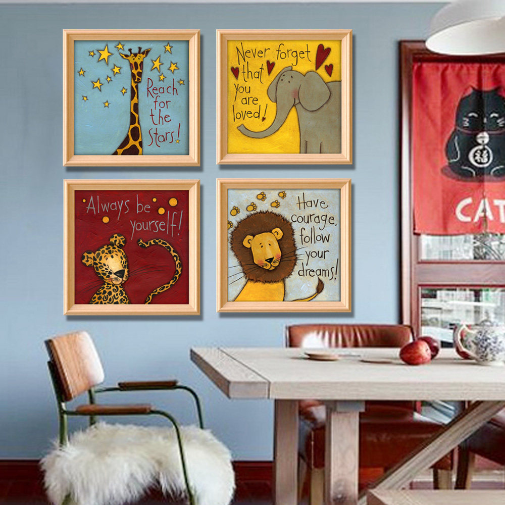 Modern Nordic Boy room American children's room Decorative painting Girl bedroom bed Hairpin pass Animal mural hanging painting