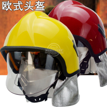 High-end European-style red firefighter command helmet fire-fighting and anti-smash protective helmet new fire full-face helmet