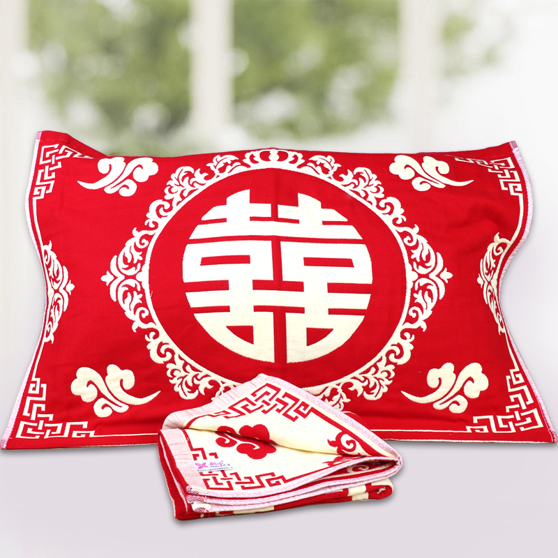 Wedding supplies pillow towel bridal dowry supplies pure cotton plus thick cut velvet couple pillow towel wedding pillow towel