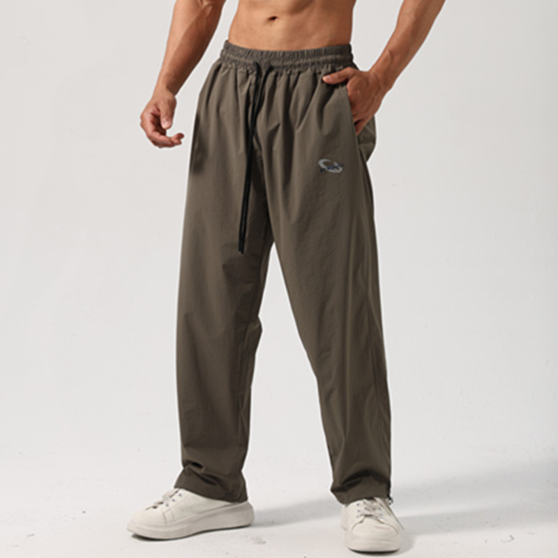 Men's Athletic Pants Muscle Fitness Quick-Dry Casual Pants Cuffed Straight-Leg Pants Running Basketball Training Ice Silk Squat American Style