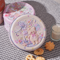 Medium round tinplate box cute cartoon cookie box cake box white rabbit chocolate candy box