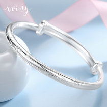 Winy9999 sterling silver rose bracelet female simple glossy foot silver bracelet is solid to send girlfriend mother only silver ornaments