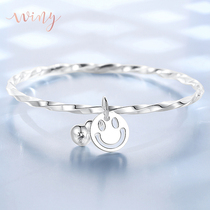 Winy silver bracelet women 999 sterling silver solid foot silver bracelet light luxury niche smiley face ring to send girlfriend best friend