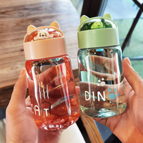 Teenage Girl Anti-Fall Plastic Cup Transparent Lovely Fresh Senteal Water Cup Small Mini Student Straight Drinks Portable With Hand Cup