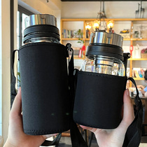 Water glass Summer mens oversize heat resistant glass bottle outdoor sports pot big number tea water separation tea cup