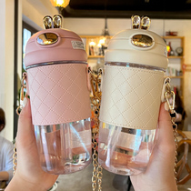 Summer high face value water glass Girls High level High Capacity Straw Cup Children Cute Portable Plastic Anti-Fall Mug