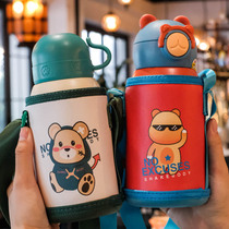 Childrens insulated cup 316 Food grade cup Two covers with straw male and female children Elementary school special water glass sub