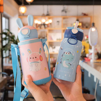 Baby Insulation Cup With Straw Dual-use Cartoon Children Water Glasses Boy Kindergarten Portable 316 Stainless Steel Cups